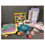 Assortment of fabric and magazine