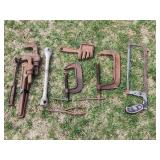 Pipe Wrenches, C-Clamps, Hand Saw and More