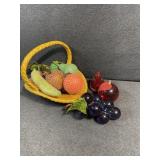 Glass basket and fruit decor