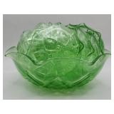 Vintage Green Glass Dish Shallow Bowls