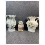 Victorian Porcelain Bisque Vase & floral vase