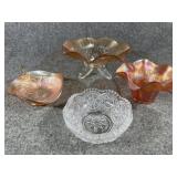 Carnival Glass Footed Candy Dish, Lenox Glass bowl