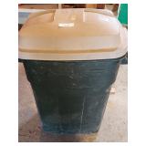Trash can with corn deer feed.