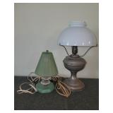 Vintage Aladdin lamp & green little glass lamp