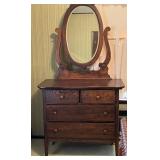 Vintage Oak Mirrored 4 drawer dresser