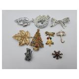 Christmas/leaf/ribbon Pins