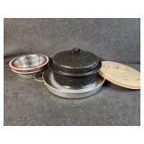 Enamel Coated Pot with Lid, Microwave Food Cover,