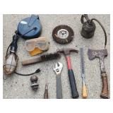 Oil Can, Hammer, Axe, Wire Reel with Light, and