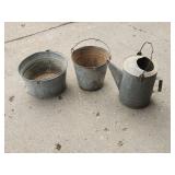 Metal Pails and Watering Can