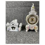 Vintage porcelain Clock & vintage bird decor