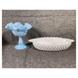 FENTON Serving Dish & Fenton Glass Compote Ruffled