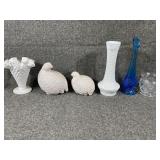Fenton glassware & Aomco Ceramic Quails