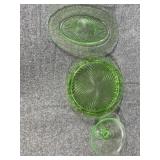 Vintage depression green glass dishes
