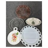 Vintage Heart Lace Platter, cake plate, trays