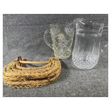 Star of David & Darques glass pitchers & fruit bag