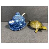 Glass turtle decor dishes