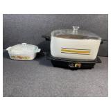 West Bend Brown Slow Cookers & Corning ware dish