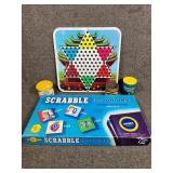 Pressman game, scrabble, dice & marbles