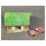 Marx 9 Pressed Steel Vintage Truck  & Barn