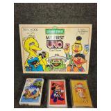 Sesame Street uno, cartoon playing cards & Fish