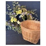 Springtime Wreath and wicker basket