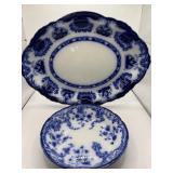Flow Blue Platter and Bowl-Baltic Pattern