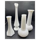 Fenton Milkglass Hobnail Swung Bud Vase