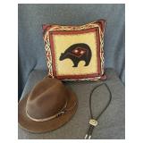 Southwest Indian Bear pillow suede back