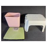 Small Punk wastebasket, stool, scales