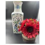 Imari ware vase with flowers