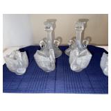 Fenton Art Glass Frosted Sean Candle Holders