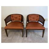 Mid Century Orange Cane Back Chairs