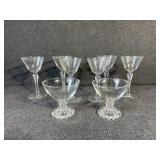 Hexagon Cordial Glasses , Bubble stem goblets