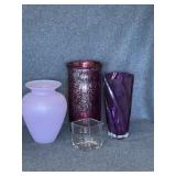 Purple and Cranberry colored vases