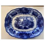 Flow Blue Large Platter, Flow Blue Plate