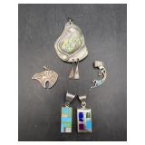 Navajo Sterling Pendants with inlaid turquoise