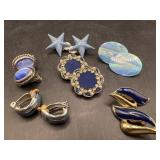 Blue Fashion Clip Earrings