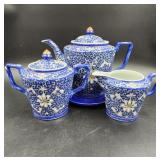 Oriental Tea Pot with Creamer and Sugar