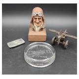 Michael Carmen Pilot Head Figure, Cast Iron P