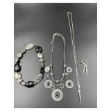Black zebra choker, Black and silver choker