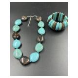 Turquoise beaded choker and bracelet