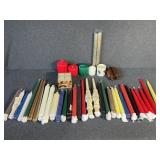 Assortment of diffrent colored candles.