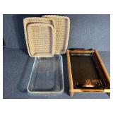 (2) Pyrex Baking Dishes, Basket holders