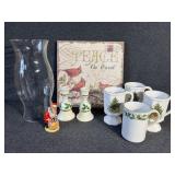 Christmas mugs. Bell candlesticks and more