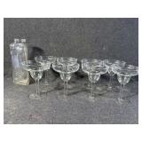 8 Margarita Glasses, 1 Glass Vase
