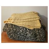 Yellow Crocheted Blanket(has holes), Leopard