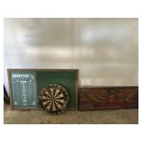 The Cricketeer Game with dartboard,  Carved