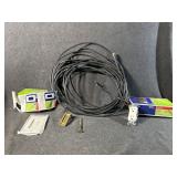 3-Power Outlets, Plastic Wall Plates, Cable