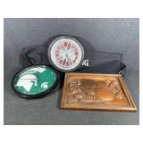 MSU Clock, Spalding Bag, Tire Clock