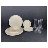 Candle Holders, Corelle Dinner Plates, Salad